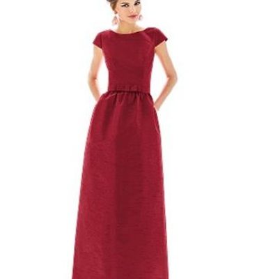 Alfred Sung 569....Cap Sleeve V-Back Maxi Dress with Pockets...Barcelona...Sz 10