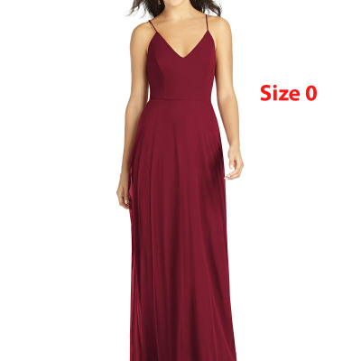 Dessy Collection TH007....Criss Cross Back A-Line Maxi Dress...Burgundy...Sz 0
