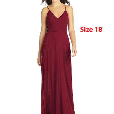 Dessy Collection TH007....Criss Cross Back A-Line Maxi Dress...Burgundy...Sz 18