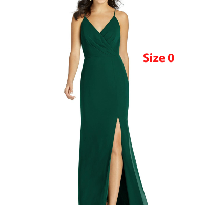 Dessy Collection TH009....Criss Cross Back Mermaid Wrap Dress...Hunter...Sz 0