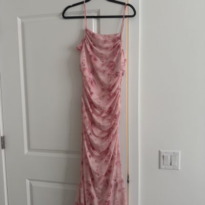Amazon Summer Floral Ruched Mesh Dress