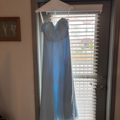 Azazie Seriana Sky Blue Off-the-Shoulder Chiffon Gown