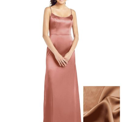 Dessy TH021..Full Length, Spaghetti straps Dress, Trumpet skirt...Toffee...Sz 18