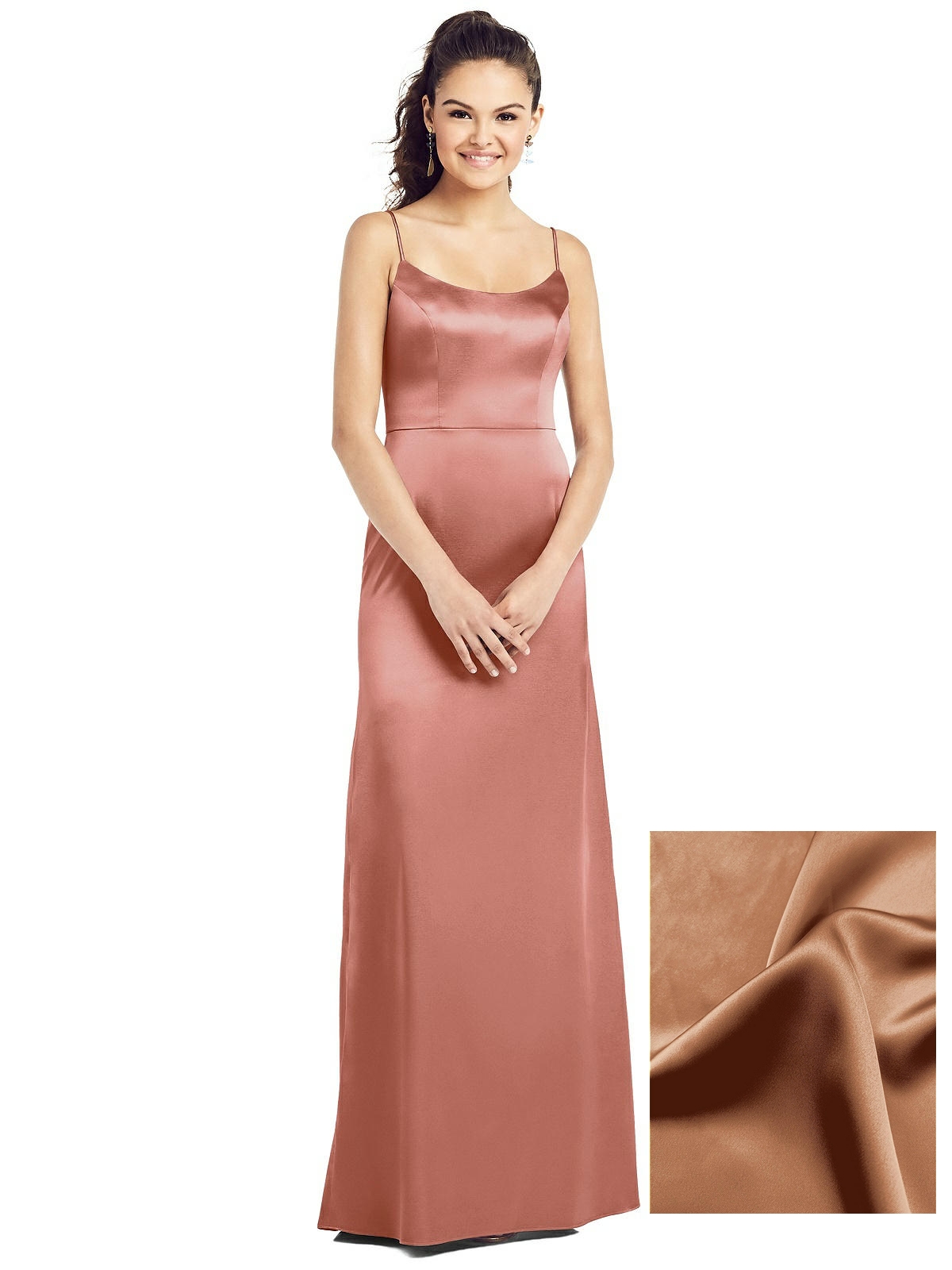 Dessy TH021..Full Length, Spaghetti straps Dress, Trumpet skirt...Toffee...Sz 14