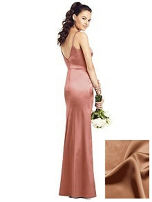 Dessy TH021..Full Length, Spaghetti straps Dress, Trumpet skirt...Toffee...Sz 14 - Image 2